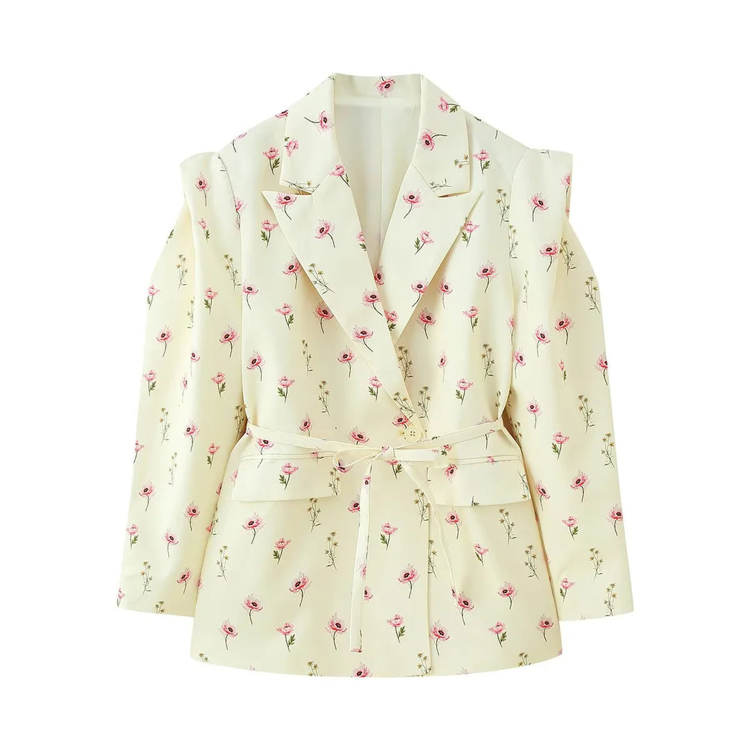 Blazer jacket for women with wide shoulders and adjustable belt Lune London