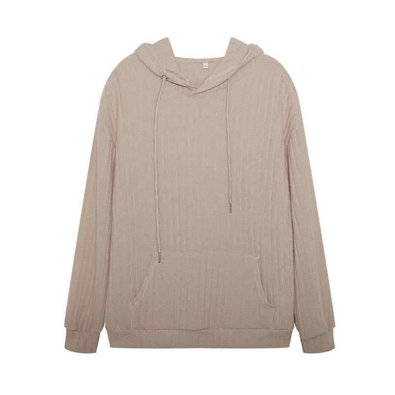 Hooded sweater for women with ribbed structure and kangaroo pocket Lune London