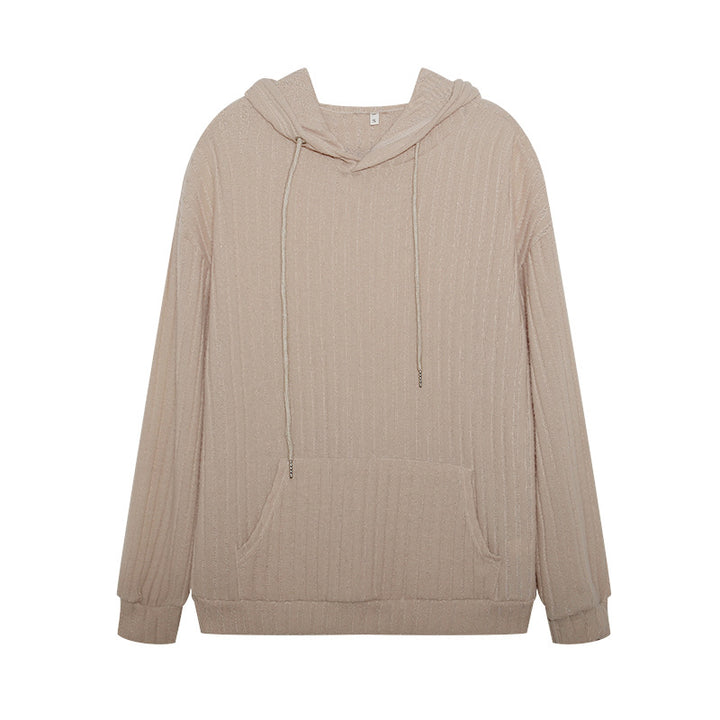 Hooded sweater for women with ribbed structure and kangaroo pocket Lune London