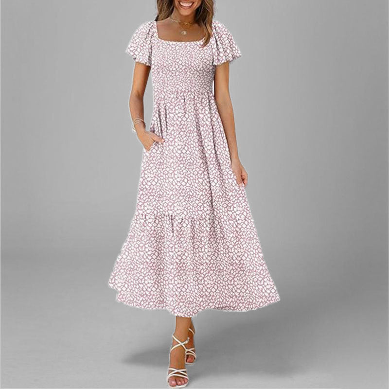 Robe maxi pour femmes avec un décolleté carré élégant et des manches volumineuses Chic & Stil