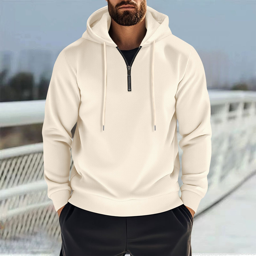 Men's sporty hoodie with half-zip and practical pockets Lune London