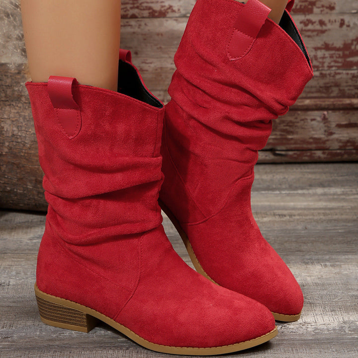 Women's Boots In A Casual Suede Look with Elastic Shaft and Comfortable Block Heel Lune London