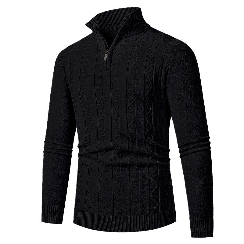 Men's knitted sweater with stylish zipper and cable-knit pattern Lune London
