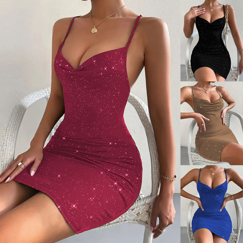 Fitted mini dress for ladies with sparkling star pattern Lune London