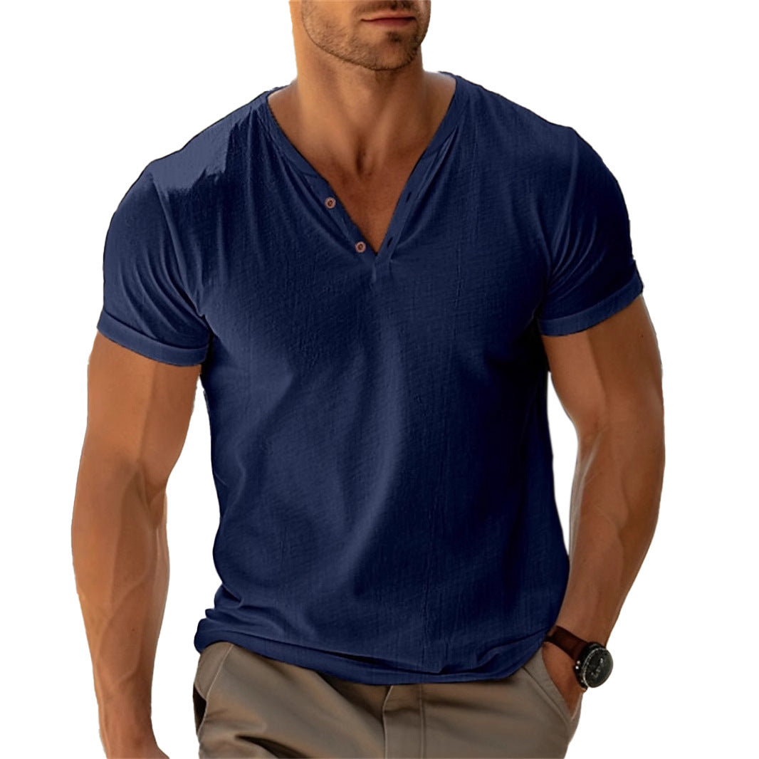 Casual Henley T-shirt for men with button placket and breathable fabric Lune London