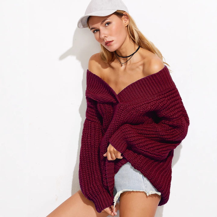 Chunky knit sweater for women with a décolleté design and oversized cut Lune Londonl