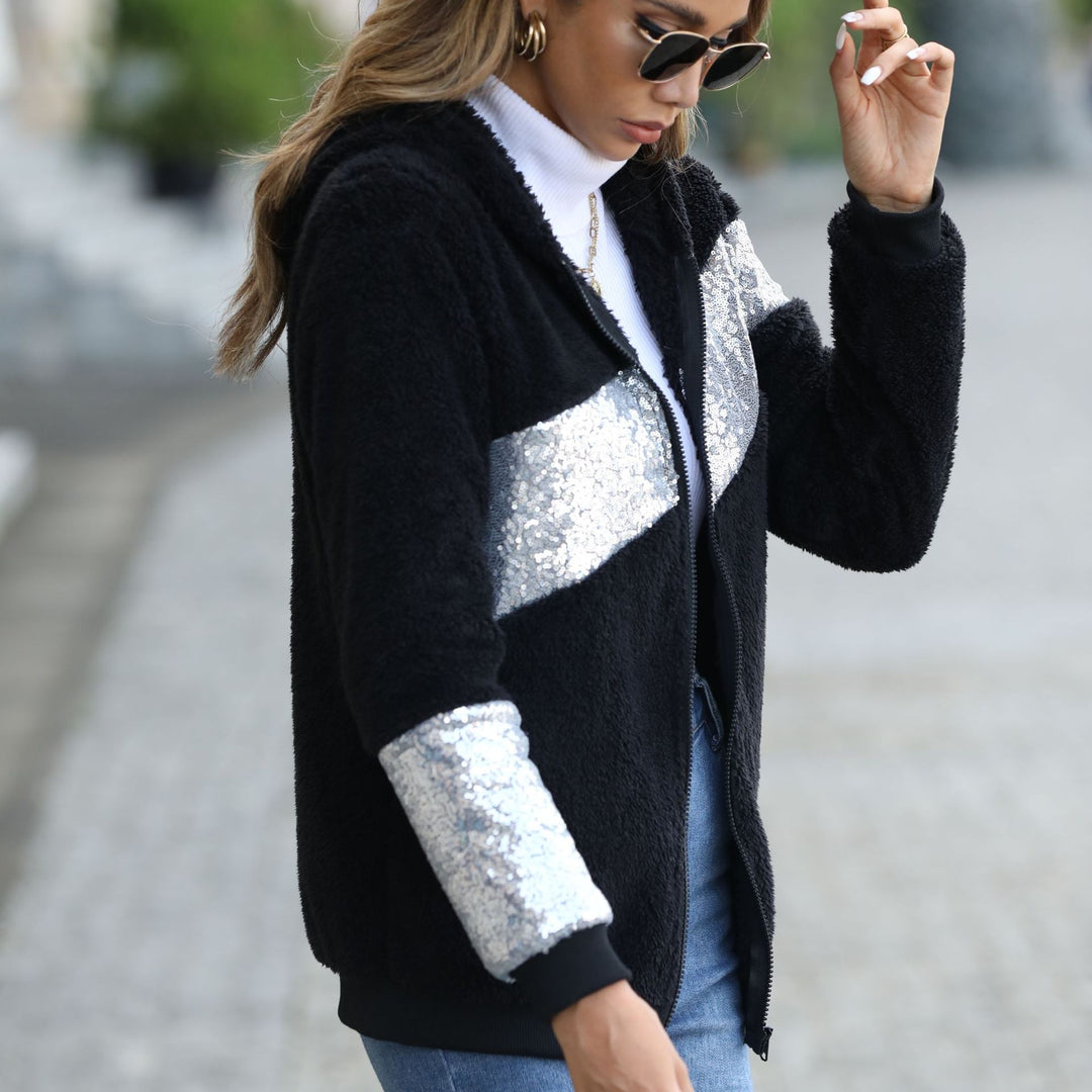 Fleece jacket for women with sparkling accents and a practical zipper Lune London