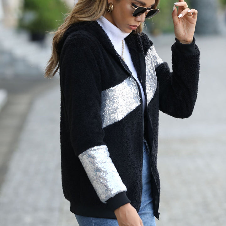 Fleece jacket for women with sparkling accents and a practical zipper Lune London