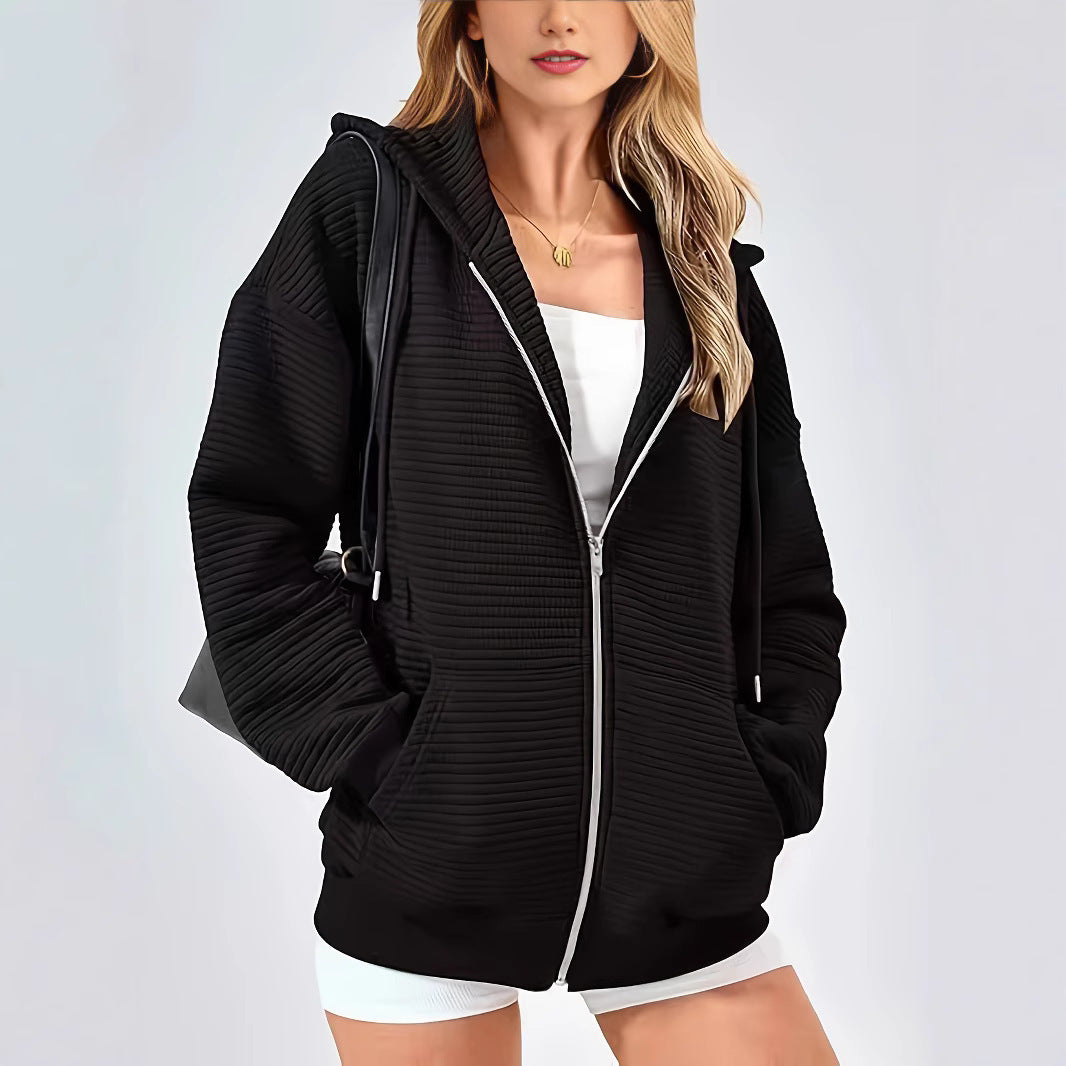 Sporty hooded jacket for women with structured cut and practical pockets Lune London