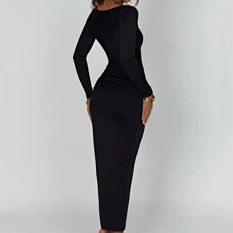 Robe maxi femme avec fronces et silhouette flatteuse Chic & Stil