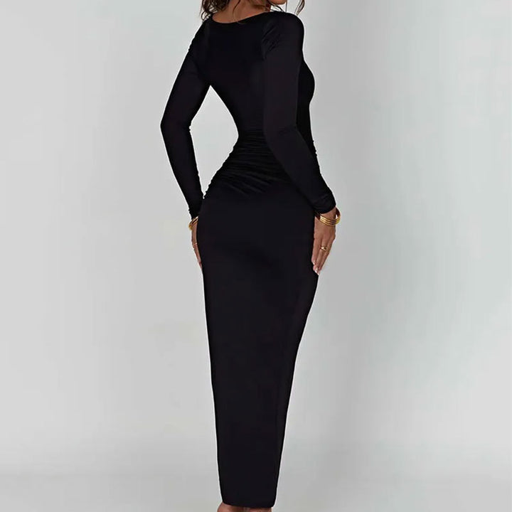 Robe maxi femme avec fronces et silhouette flatteuse Chic & Stil