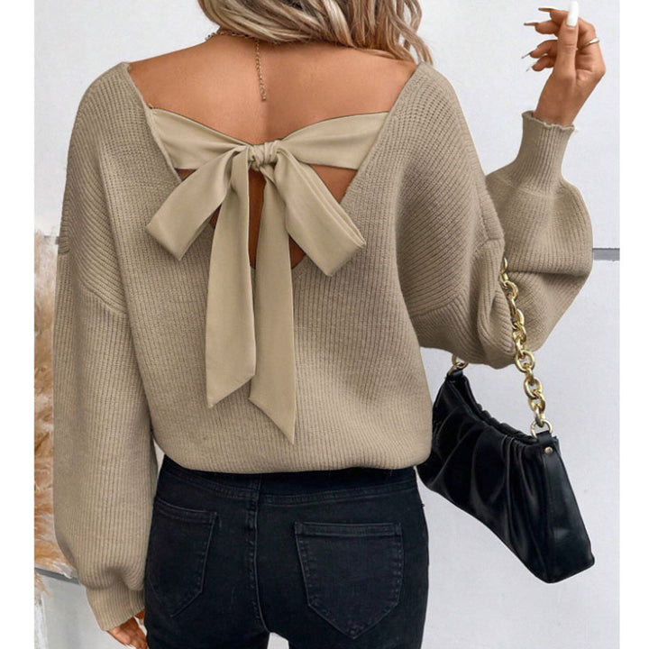 Women's sweater with an elegant bow neckline design Lune London