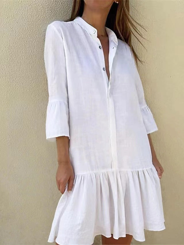 Shirt dress for women with ruffles Lune London