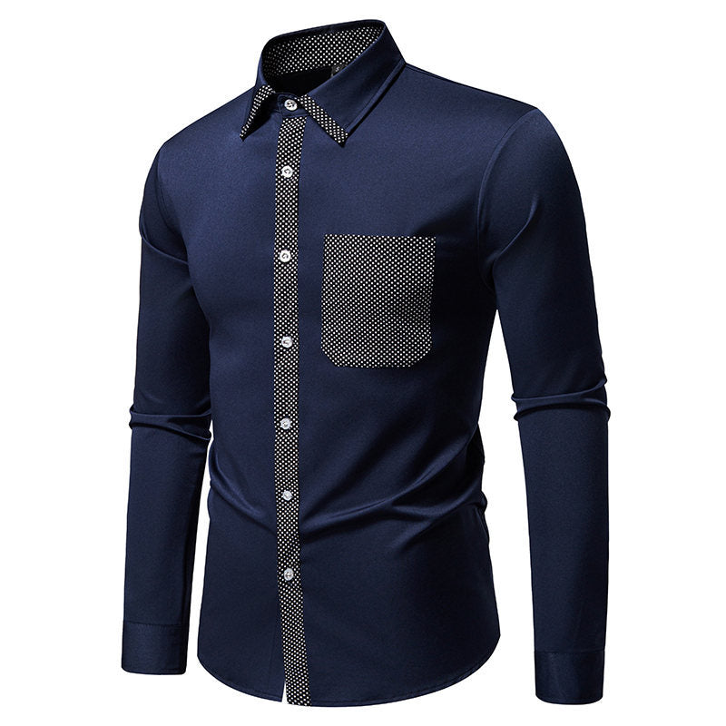 Long sleeve shirt for men with contrasting collar and trendy chest pocket Lune London