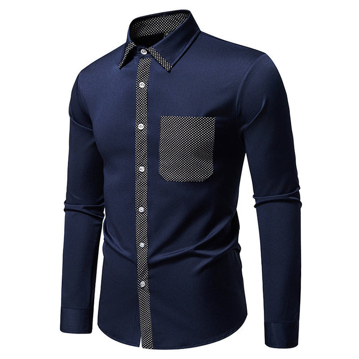 Long sleeve shirt for men with contrasting collar and trendy chest pocket Lune London