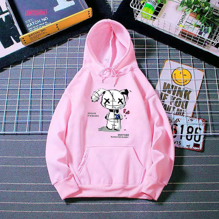Ladies hooded sweatshirt with unique cartoon design and cozy inner lining Chic & Stil