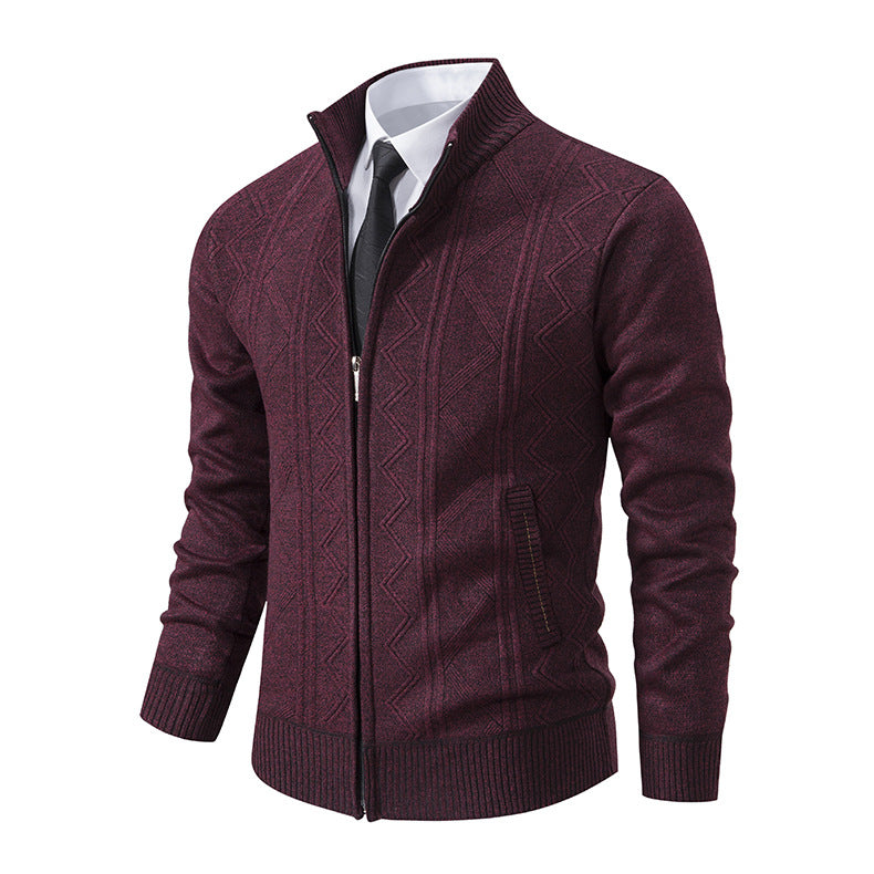 Elegant knitted jacket for men with high collar and zipper Lune London