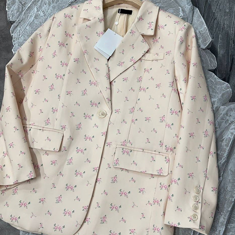 Women elegant blazer-dress with floral accents Lune London