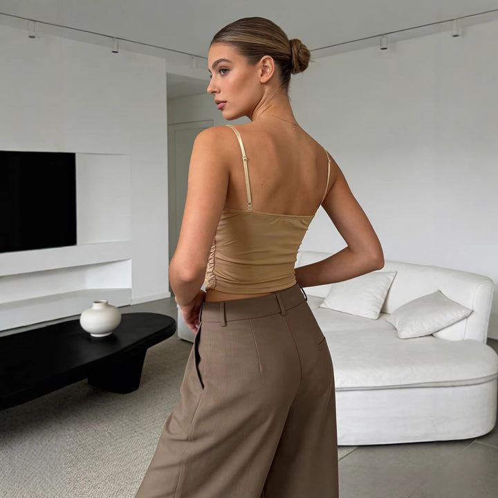 Women's Trendy Draped Top with Fine Gold Application Lune London