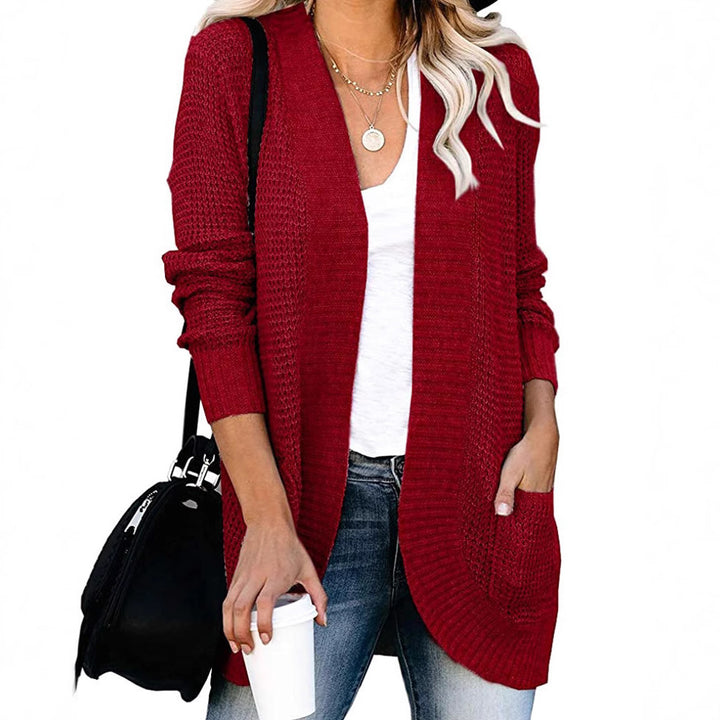 Lightweight knitted coat for women with pockets and open front Lune London