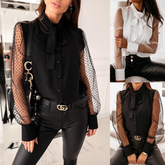 Women Elegant blouse with transparent sleeves Lune London