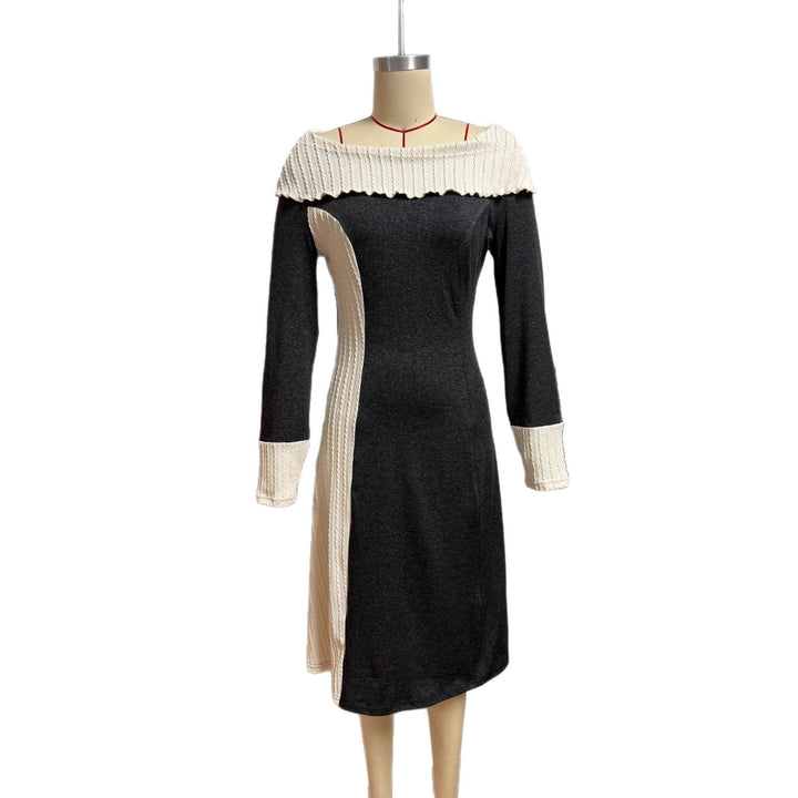 Women's dress with asymmetric cut and ruffled collar Lune London
