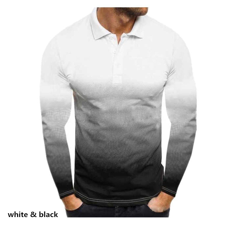 Men's long sleeve polo with a modern gradient of colors and performance material Lune London