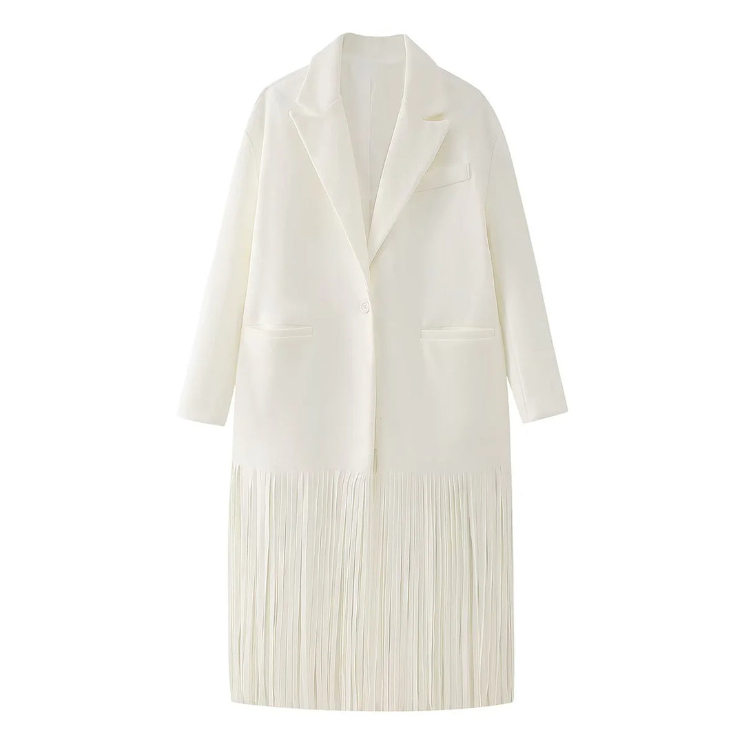 Elegant long coat for women with frayed details Lune London