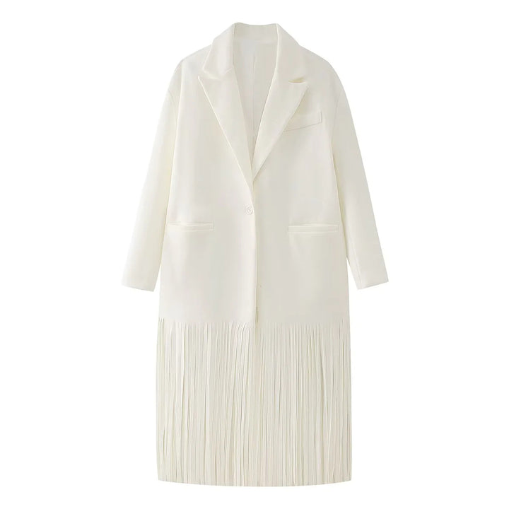 Elegant long coat for women with frayed details Lune London