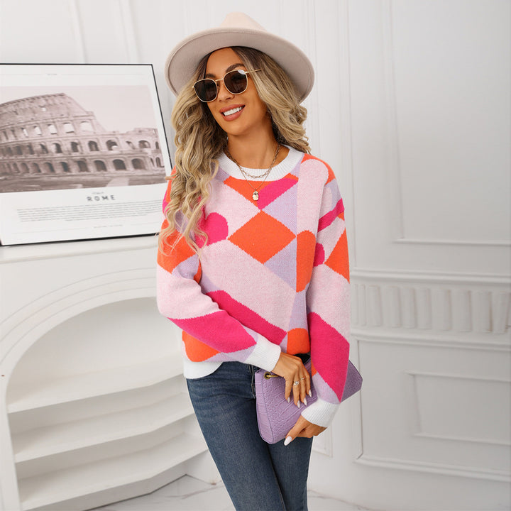 Knit sweater for women with geometric pattern Lune London