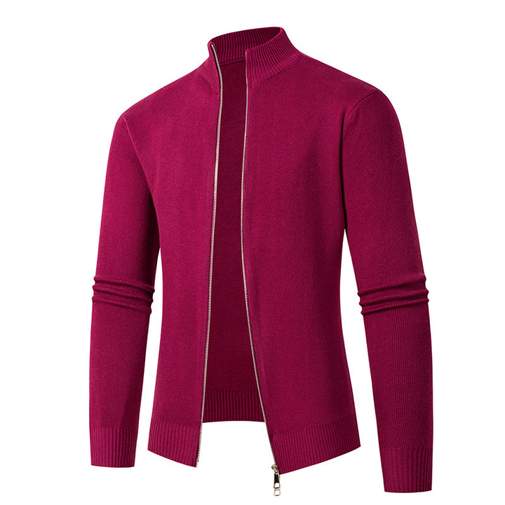 Knitted men's jacket with high collar and zipper Lune London