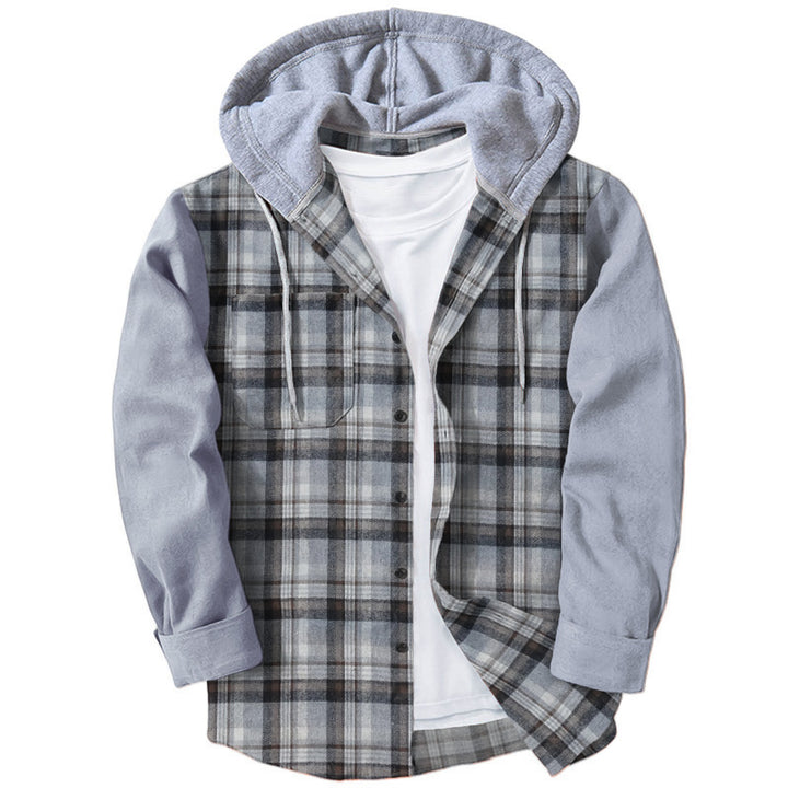 Casual flannel shirts for men with hood and two patch pockets Lune London