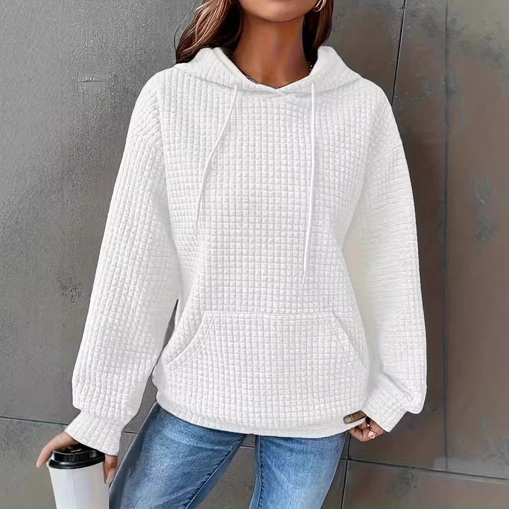 Sweat à capuche femme en motif waffle texturé avec poches latérales Chic & Stil