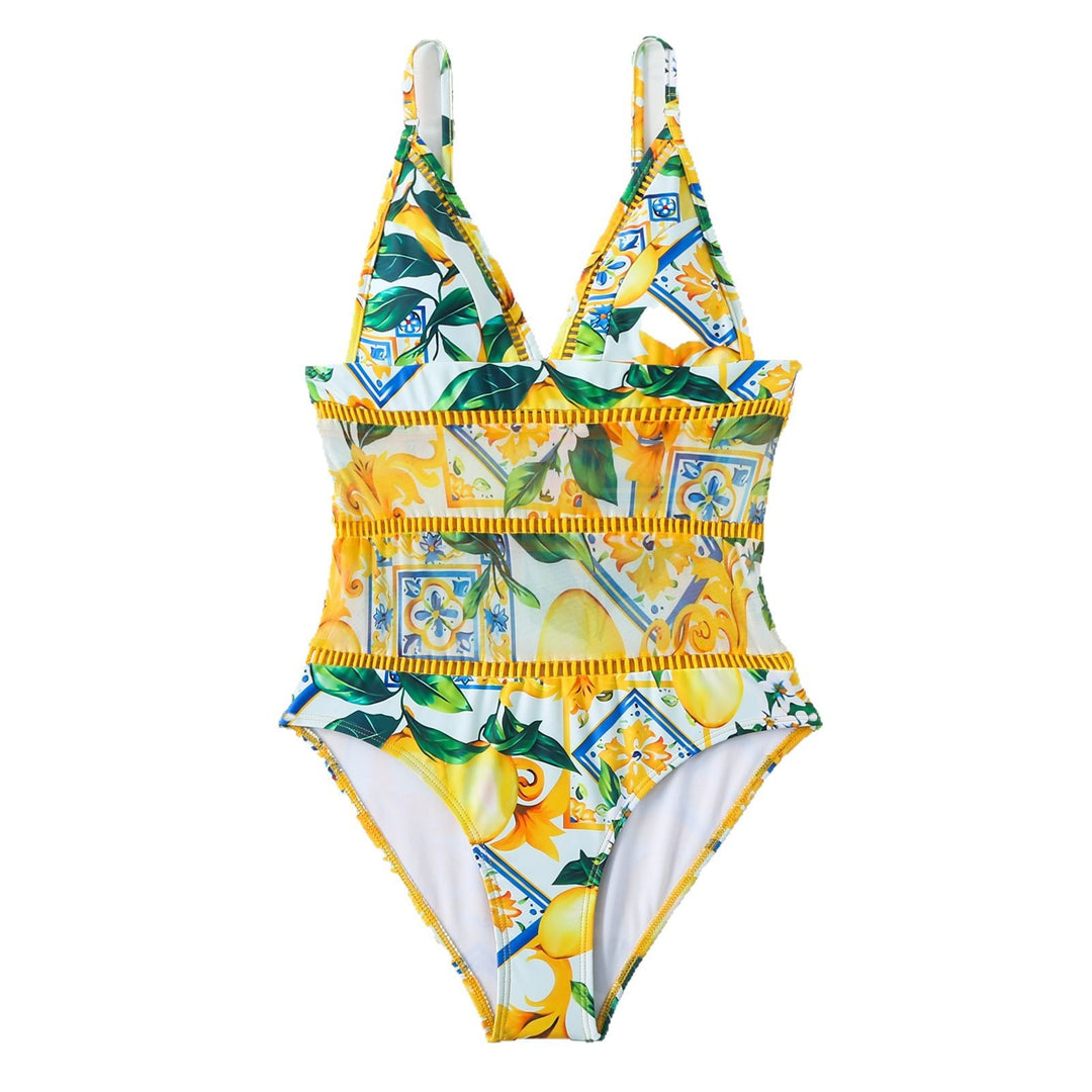 Women's swim set with wrap skirt and floral design Lune London