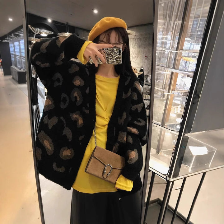 Comfortable knitted cardigan for ladies with unique leopard pattern Lune London
