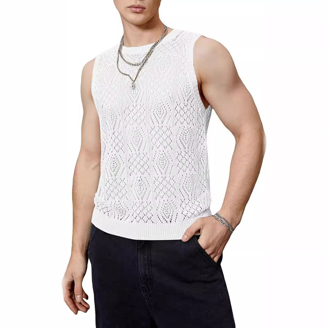 Men's knit top with refined perforated pattern Lune London