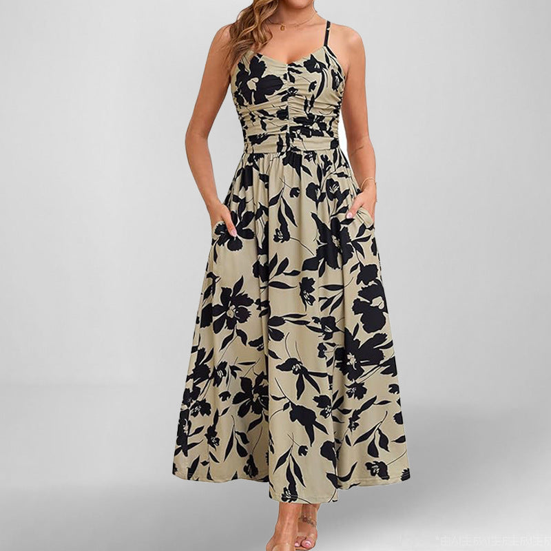Robe maxi femme avec fines bretelles et poches latérales pratiques Chic & Stil