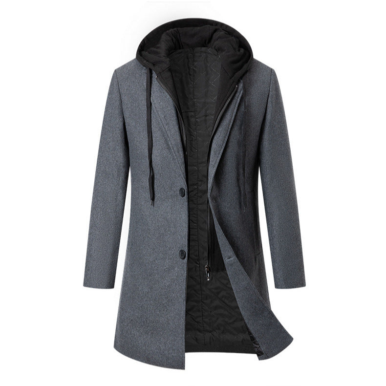 Elegant transitional coat for men with removable hood Lune London