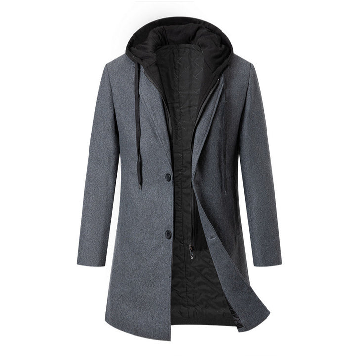 Elegant transitional coat for men with removable hood Lune London