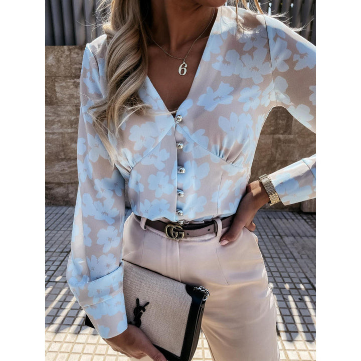 Women's blouse with floral print and button placket Lune London