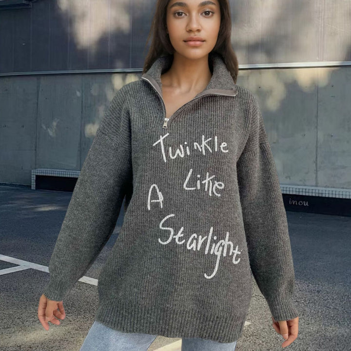 Casual knitted sweater for women with unique inscription Lune London