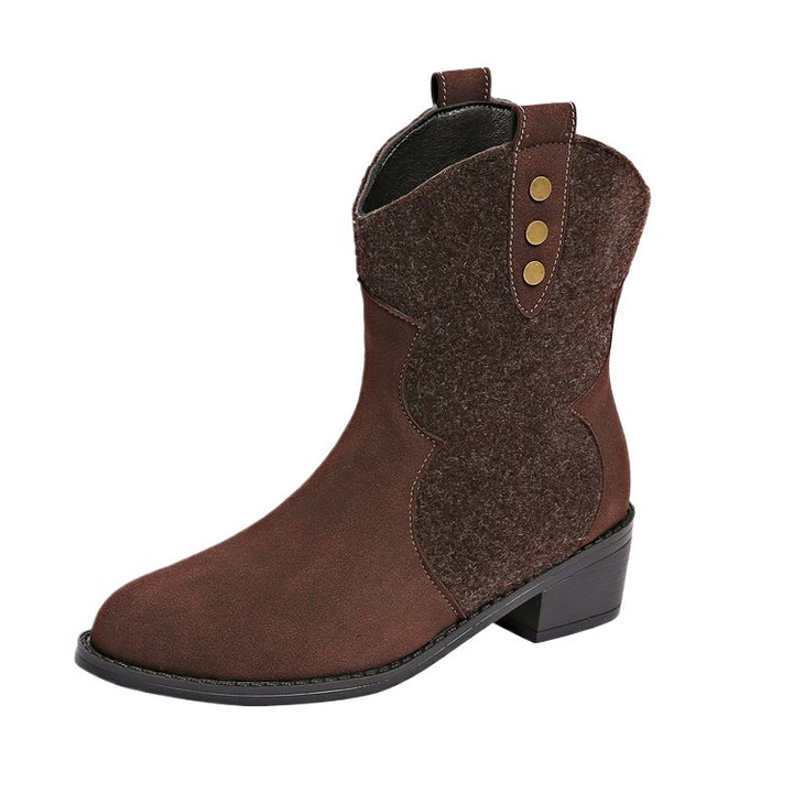 Fashion cowboy boots for women with stylish details and a sturdy block heel Lune London