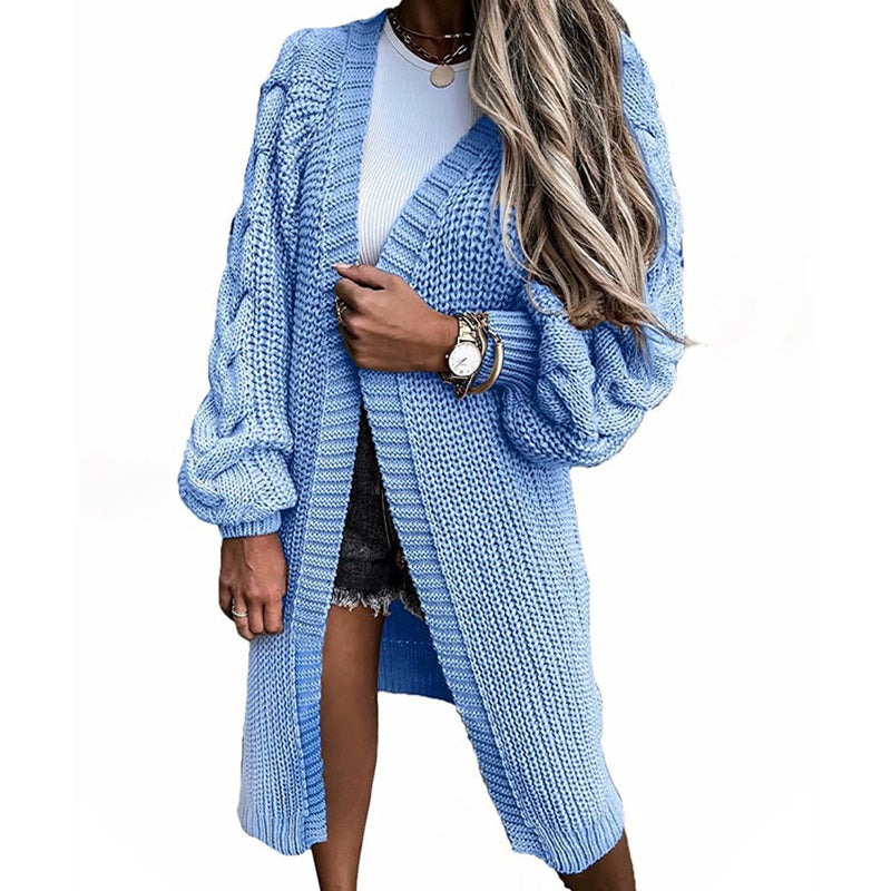 Cardigan en tricot épais pour femmes avec des manches volumineuses et une ouverture devant Chic & Stil