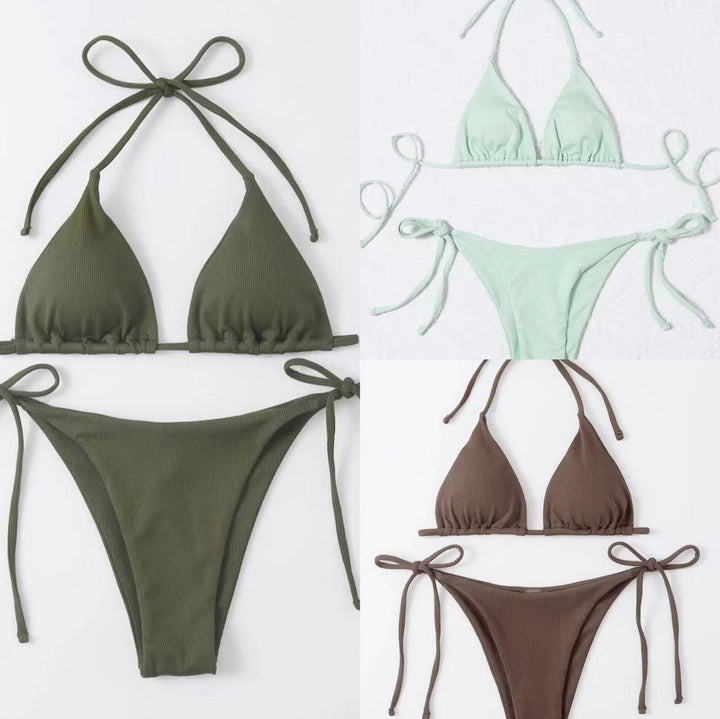 Striped bikini set for women with tie front Lune London