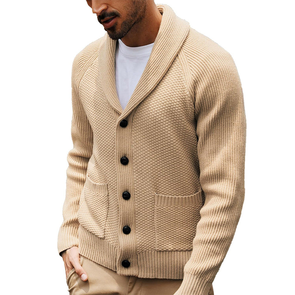 Knitted jacket for men with shawl collar and pockets Lune London
