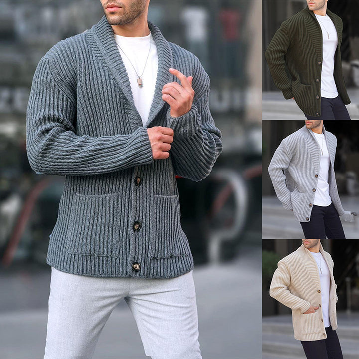 Knit jacket for men with plunging neckline and buttons Lune London