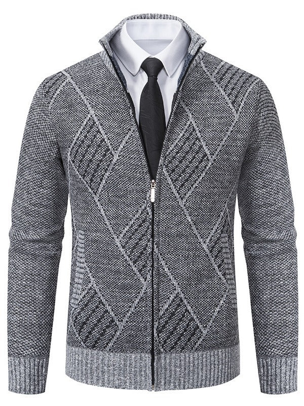 Men's knit jacket with a modern braid design and practical zipper Lune London