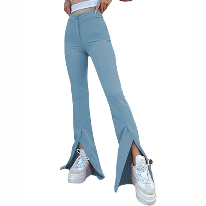 Flared pants for women with side slits and high waist Lune London
