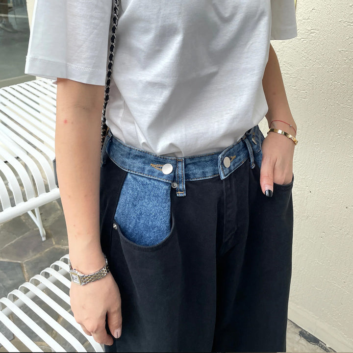 Women High Waist Cargo Jeans with Denim Details Lune London