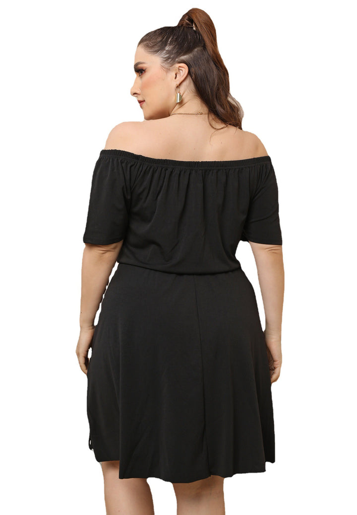 Off-Shoulder A-Line Dress for Women with Chic Cut-Out Detail and Style